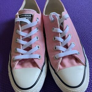 Converse Pink and White Canvas Sneakers with Rubber Toe Caps